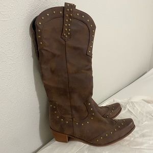 Soft brown leather knee high boots size 7.5